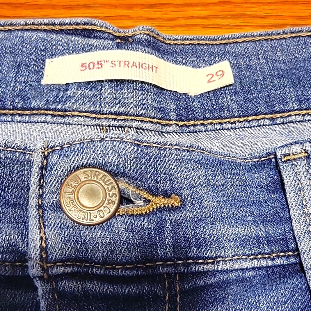 Levi's 505 Straight Womens Blue Denim Jeans - Picture 4 of 6